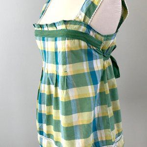Plaid Cotton Tie Back Tank Large